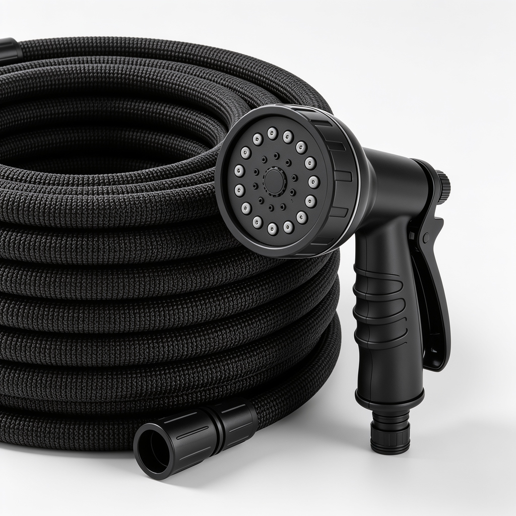 AlianaJames Relxitl Garden Hose, Flexible Water Hose, Ultra Lightweight Non-Expanding hose with 10 Function Sprayer, Leak proof, Pressure Resistant for Yard, Outdoor (Black, 50FT)