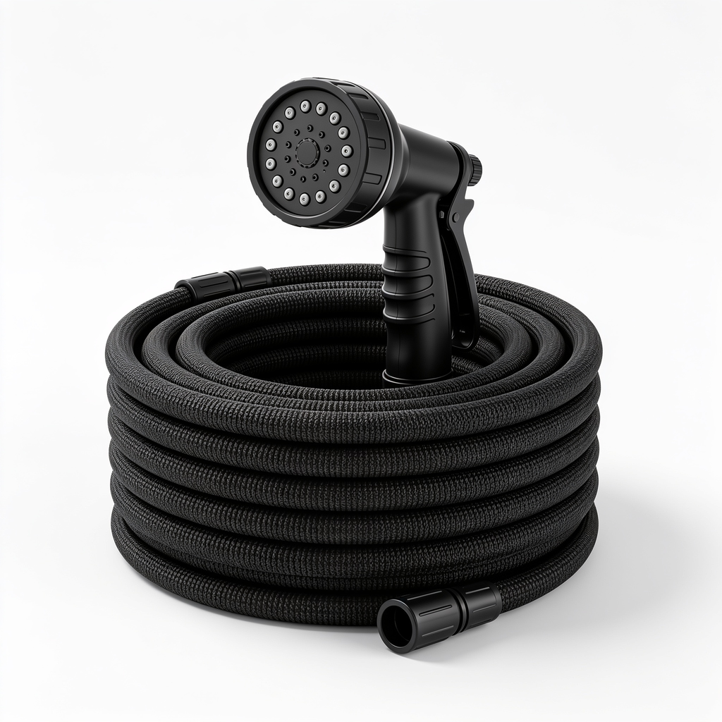 AlianaJames Relxitl Garden Hose, Flexible Water Hose, Ultra Lightweight Non-Expanding hose with 10 Function Sprayer, Leak proof, Pressure Resistant for Yard, Outdoor (Black, 50FT)